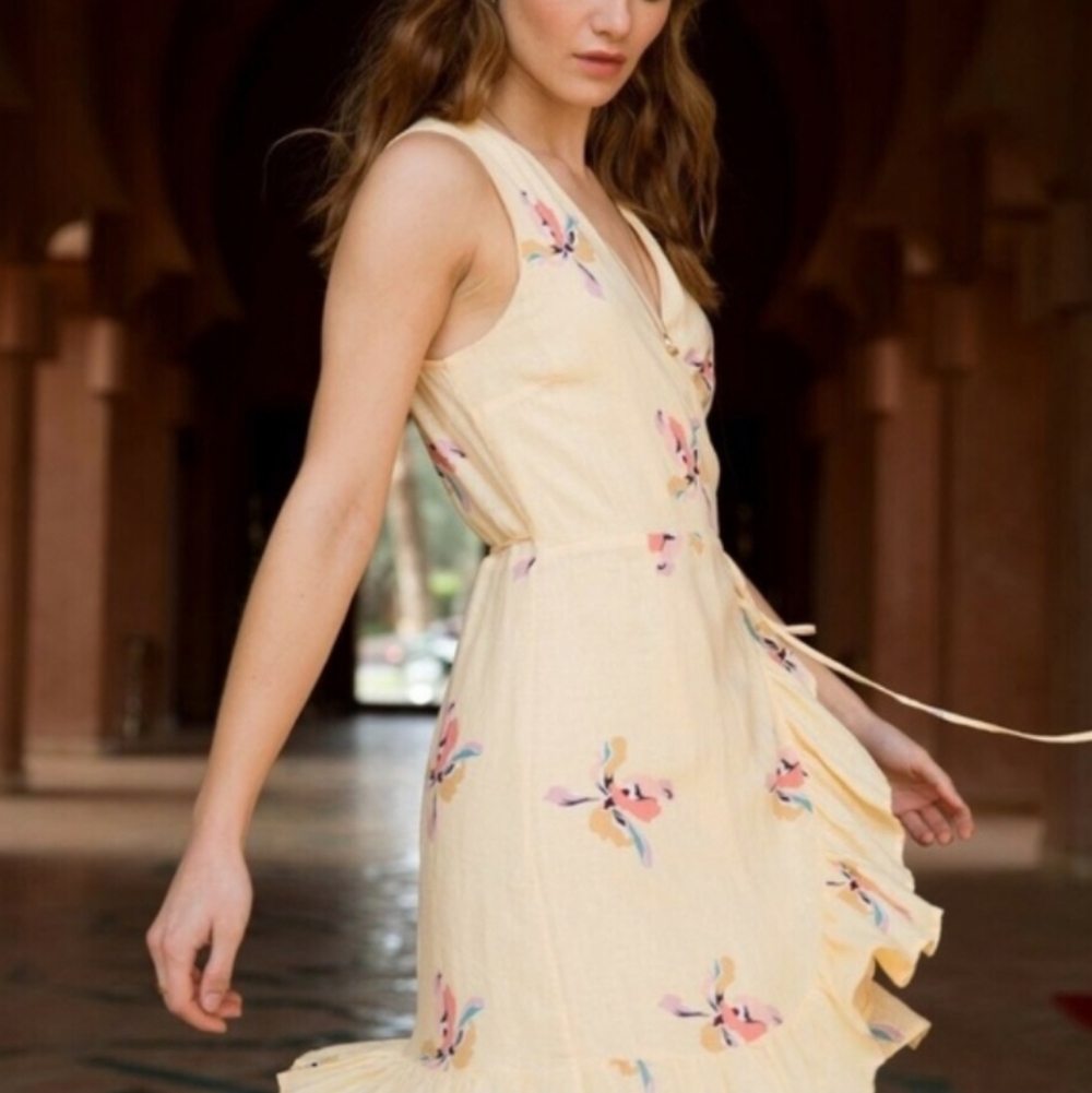 Rails Madison Eden Dress Yellow Wrap Floral Dress Medium